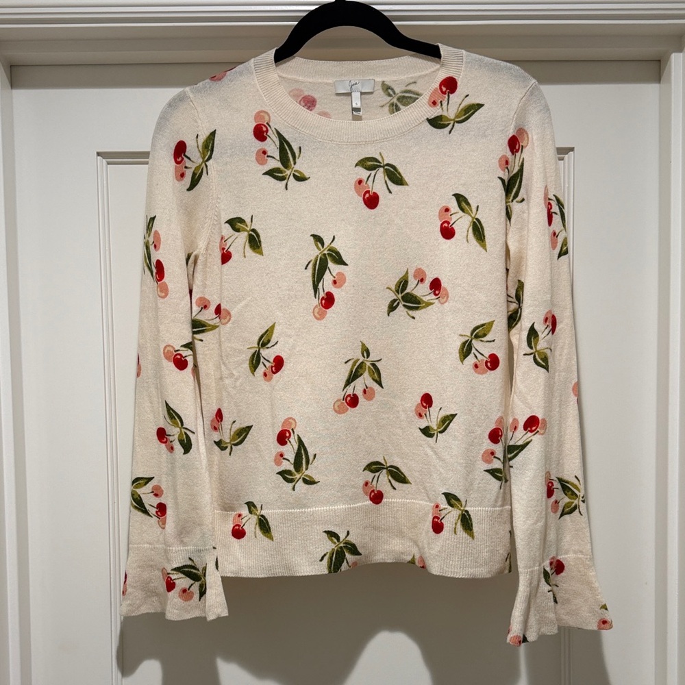 Joie Cherry Print Cashmere Sweater Size small